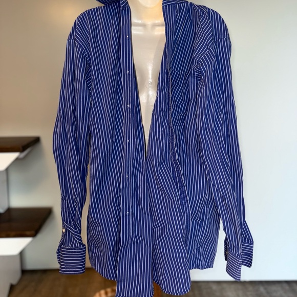 Tommy Hilfiger (16 1/2 (34-35)) Blue Stripped Button Up - Picture 1 of 6
